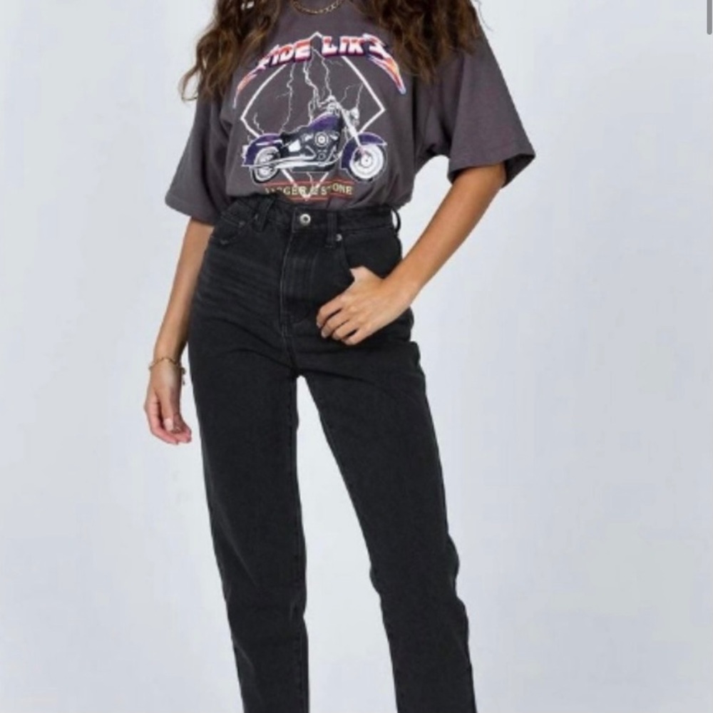 Harley Davidson Vintage 90s Black Denim High Waist Classic Straight Leg Jeans
